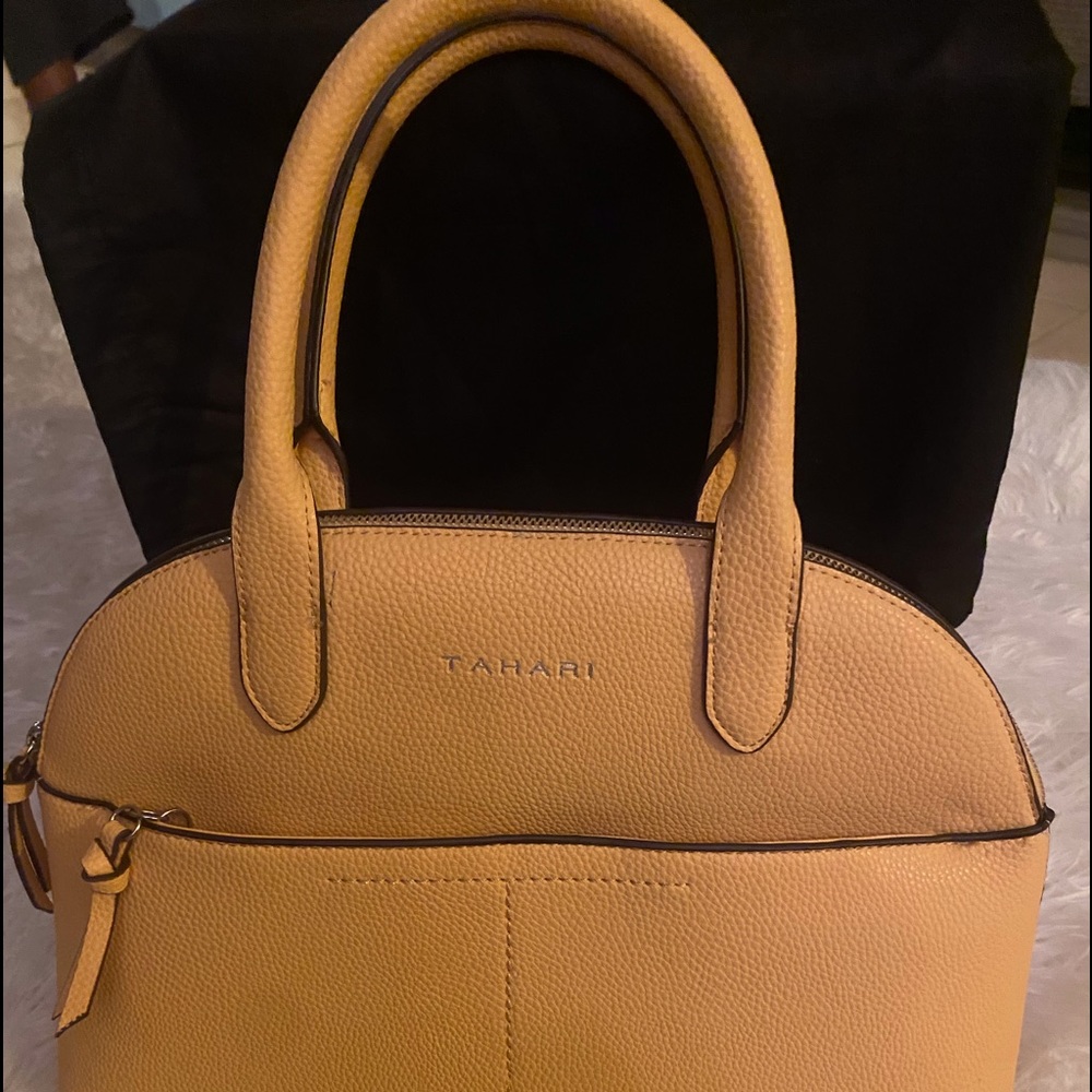 Tahari  yellow vegan leather handbag